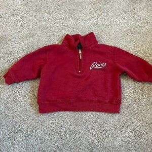 Roots Vintage Kids Sweater Red Collared  sweatshirt Size Small 3-6 months Unisex